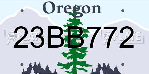 23BB772 Oregon License Plate