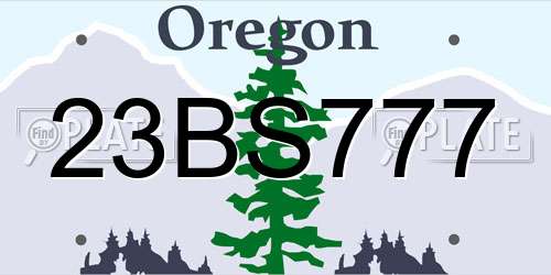 23BS777 Oregon License Plate