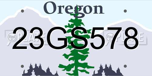 23GS578 Oregon License Plate