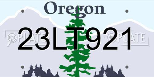 23LT921 Oregon License Plate