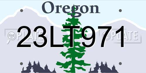 23LT971 Oregon License Plate