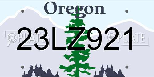 23LZ921 Oregon License Plate