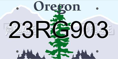 23RG903 Oregon License Plate
