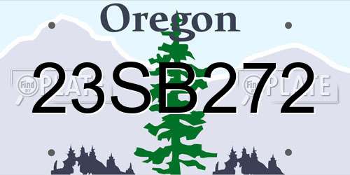 23SB272 Oregon License Plate
