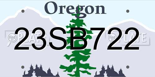 23SB722 Oregon License Plate
