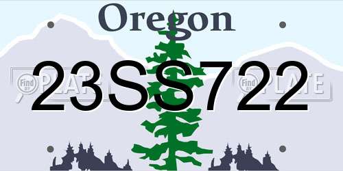 23SS722 Oregon License Plate