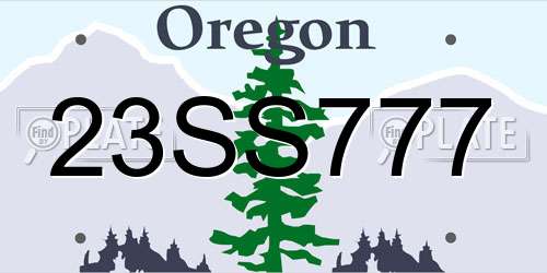 23SS777 Oregon License Plate