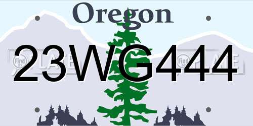 23WG444 Oregon License Plate