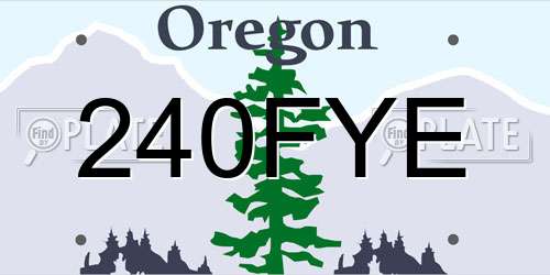 240FYE Oregon License Plate