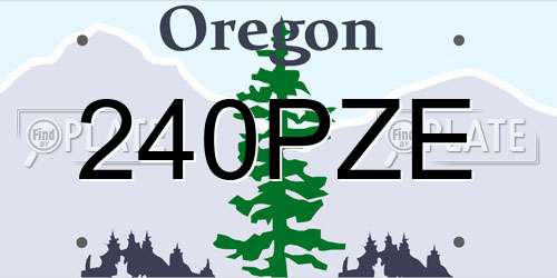 240PZE Oregon License Plate