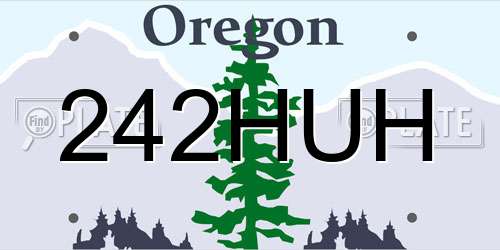 242HUH Oregon License Plate