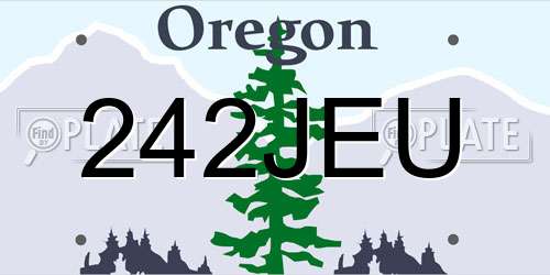 242JEU Oregon License Plate
