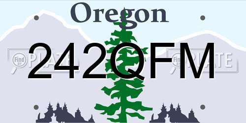 242QFM Oregon License Plate