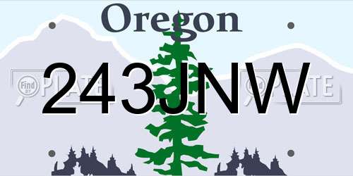 243JNW Oregon License Plate