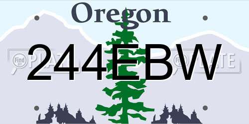 244EBW Oregon License Plate