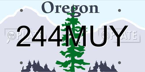 244MUY Oregon License Plate