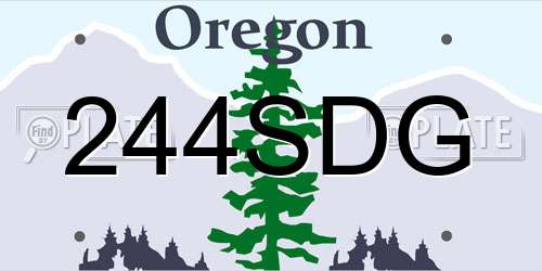 244SDG Oregon License Plate