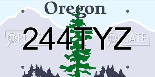 244TYZ Oregon License Plate