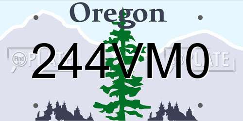 244VM0 Oregon License Plate