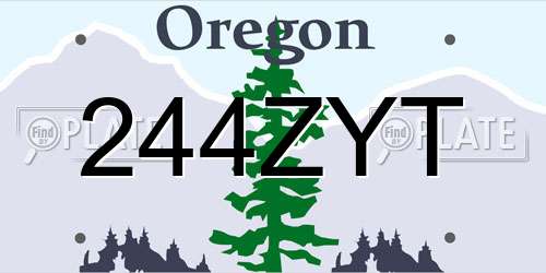 244ZYT Oregon License Plate