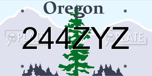 244ZYZ Oregon License Plate