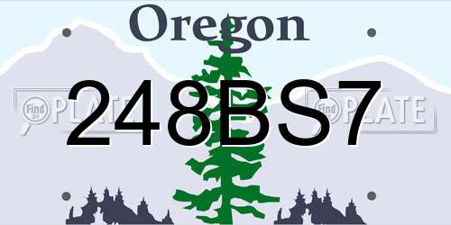 248BS7 Oregon License Plate