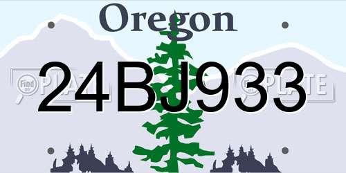 24BJ933 Oregon License Plate