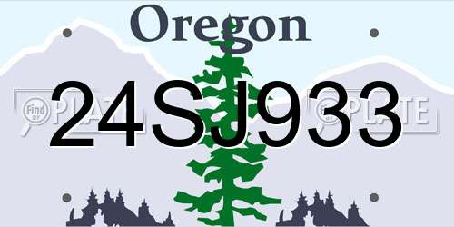 24SJ933 Oregon License Plate