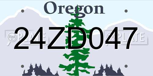 24ZD047 Oregon License Plate