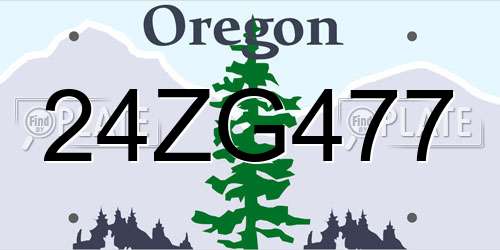 24ZG477 Oregon License Plate