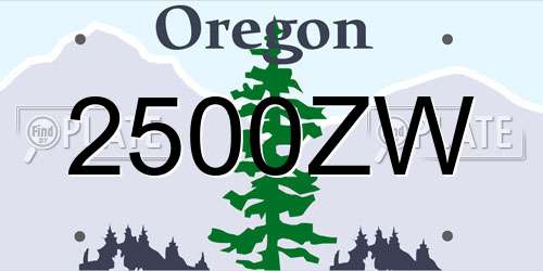 2500ZW Oregon License Plate
