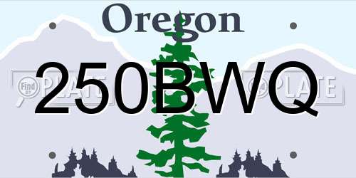250BWQ Oregon License Plate