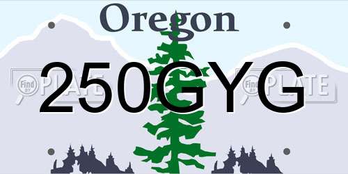 250GYG Oregon License Plate