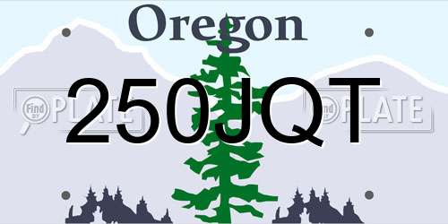250JQT Oregon License Plate