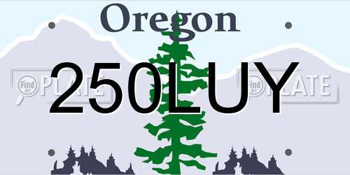 250LUY Oregon License Plate