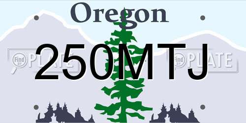 250MTJ Oregon License Plate