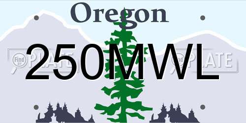 250MWL Oregon License Plate