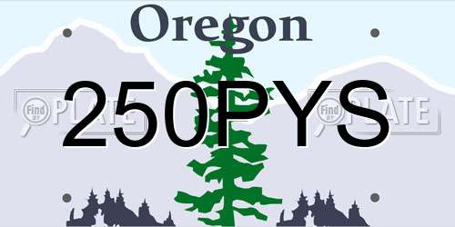250PYS Oregon License Plate