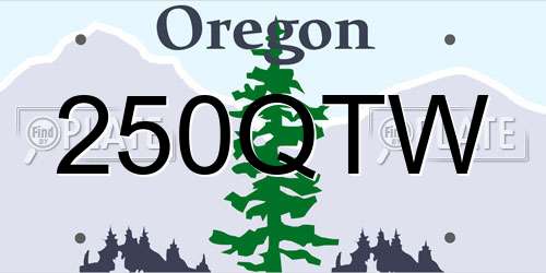 250QTW Oregon License Plate