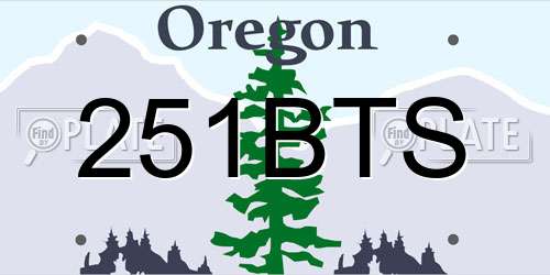 251BTS Oregon License Plate