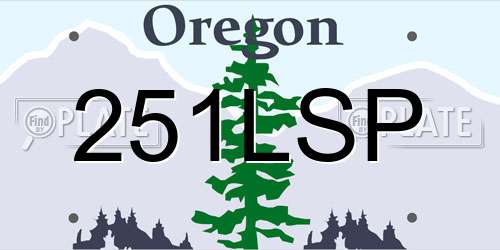 251LSP Oregon License Plate