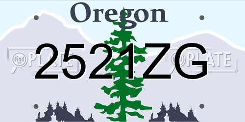 2521ZG Oregon License Plate