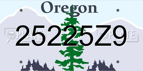 25225Z9 Oregon License Plate