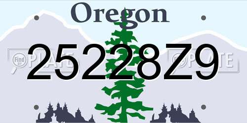 25228Z9 Oregon License Plate