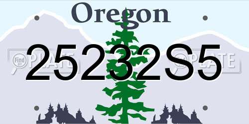 25232S5 Oregon License Plate