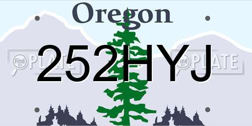 252HYJ Oregon License Plate