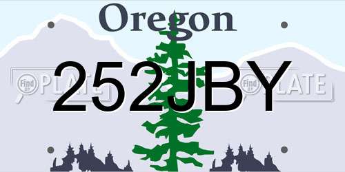 252JBY Oregon License Plate