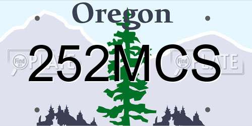252MCS Oregon License Plate