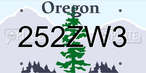 252ZW3 Oregon License Plate