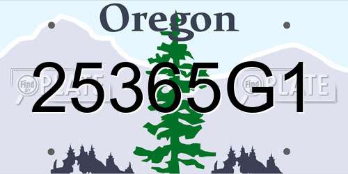 25365G1 Oregon License Plate